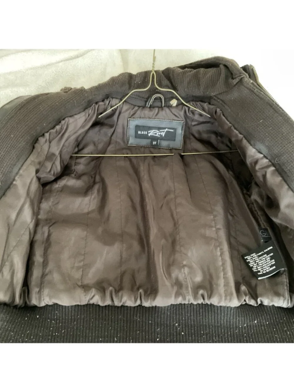 Black Rivet Size 3T Childs Faux Leather Bomber Jacket Black Color w Zip Out Hood